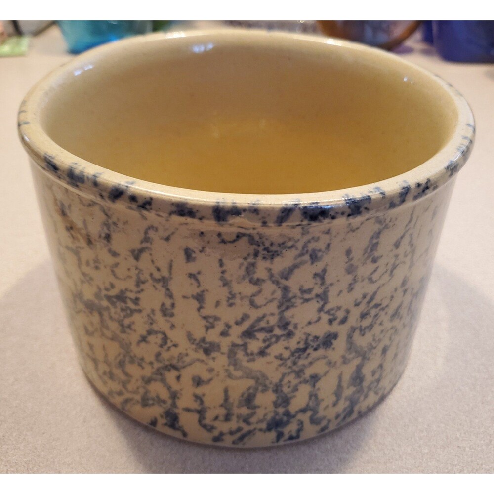 Robinson Ramsbottom 1qt pottery crock spongepainted vintage spongewear